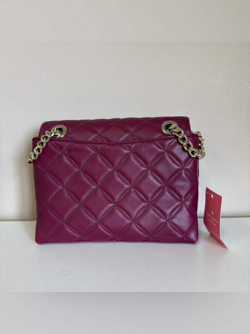 Kate spade Quilted Shoulder Bag in Deep Berry with Gold Hardware - Picture 12 of 17